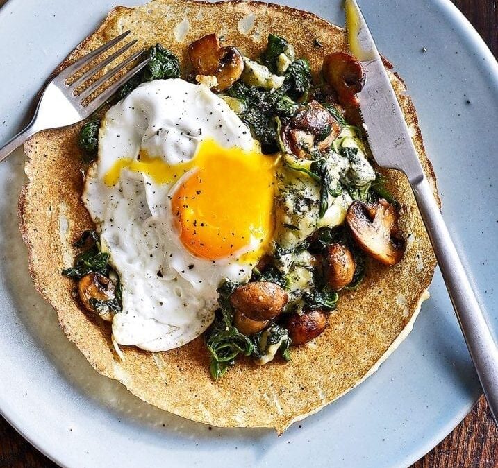 RECIPE: Colston Bassett Stilton and Spinach Pancakes with Soft Egg
